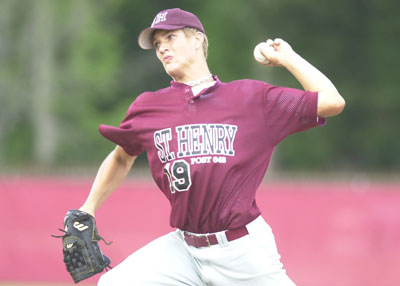 St. Henry Post 648's Cory Luebke suffered the loss in the opening game for the team in the District Two tournament, losing to Lima Post 96 5-1.<br>dailystandard.com